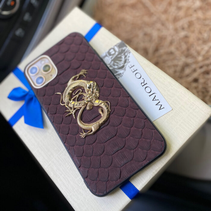 Чехол для iPhone из кожи питона с логотипом дракон