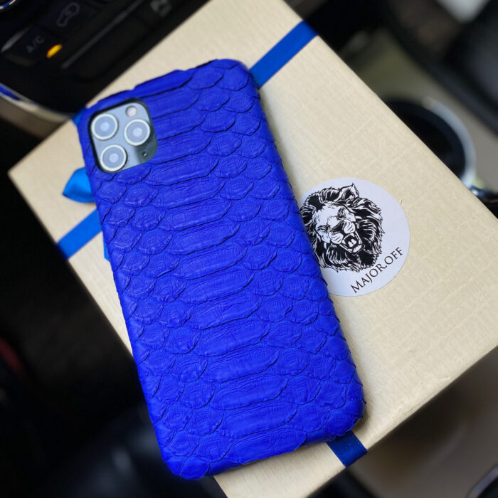 Чехол для iPhone из кожи питона синий