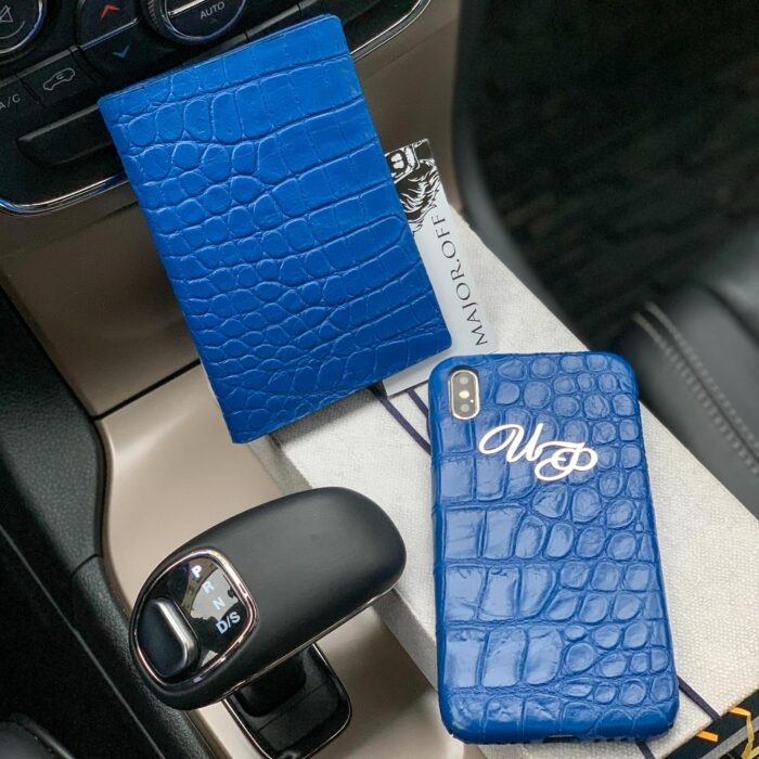 Чехол и обложка на паспорт комплект синий цвет