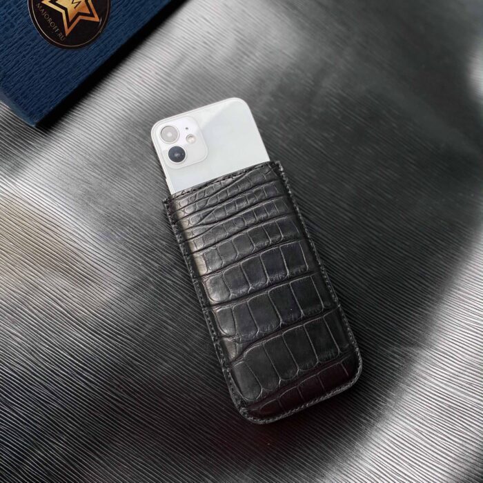Чехол-карман для iPhone из кожи черный