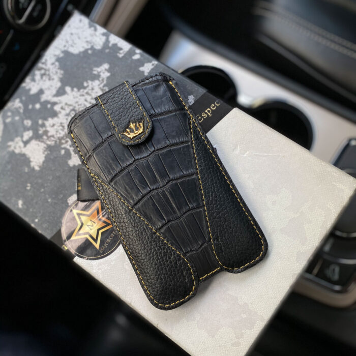 Чехол-карман для iPhone кожа крокодила с логотипом
