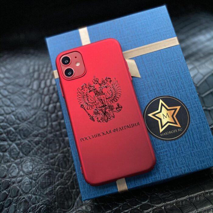 Чехол для iPhone с принтом Герб России красный