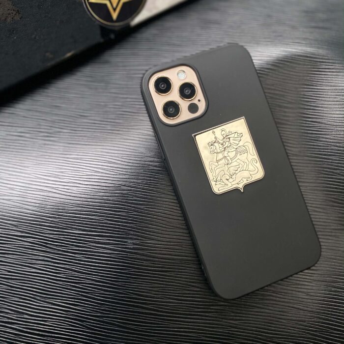 Чехол для iPhone с гербом Москвы черный