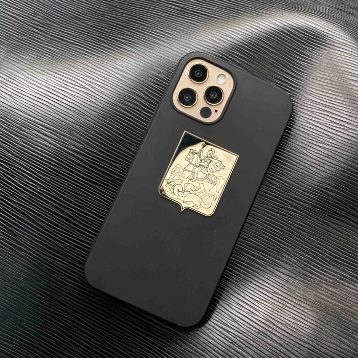 Чехол для iPhone с гербом Москвы черный