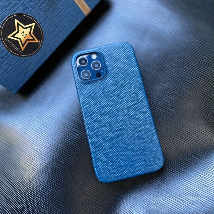 Чехол для iPhone кожаный синий