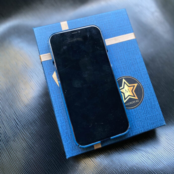 Чехол для iPhone кожаный синий
