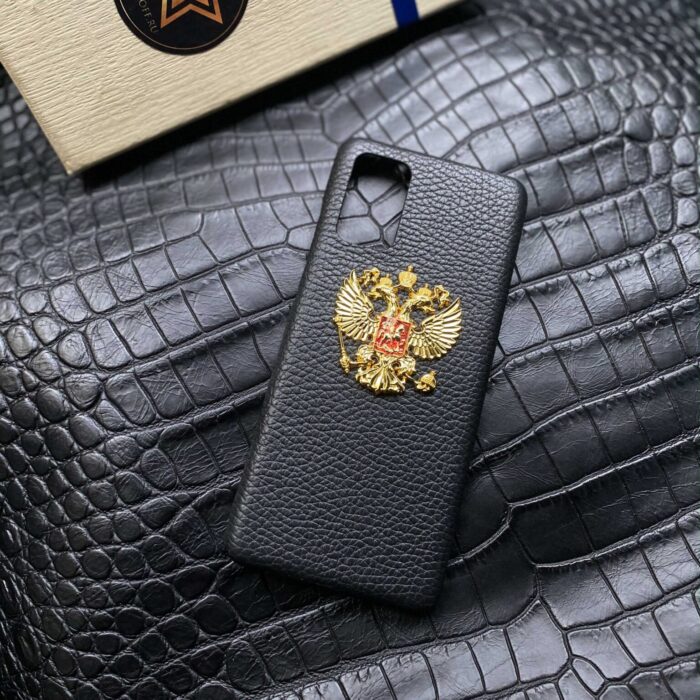 Кожаный чехол для Samsung с гербом России