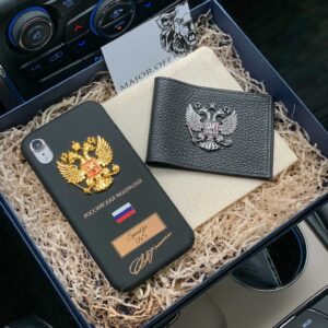 Именной чехол и обложка на удостоверение герб России