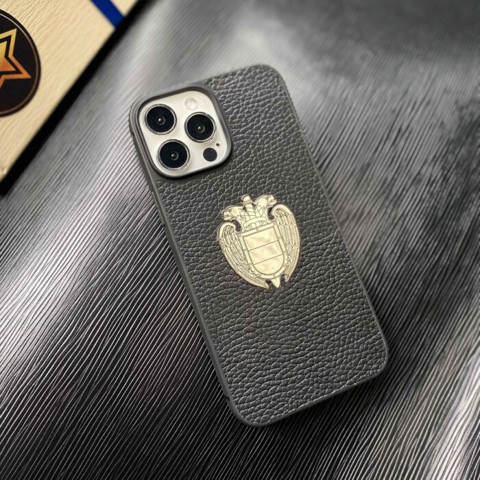 Чехол для iPhone из черной кожи с гербом ФСО