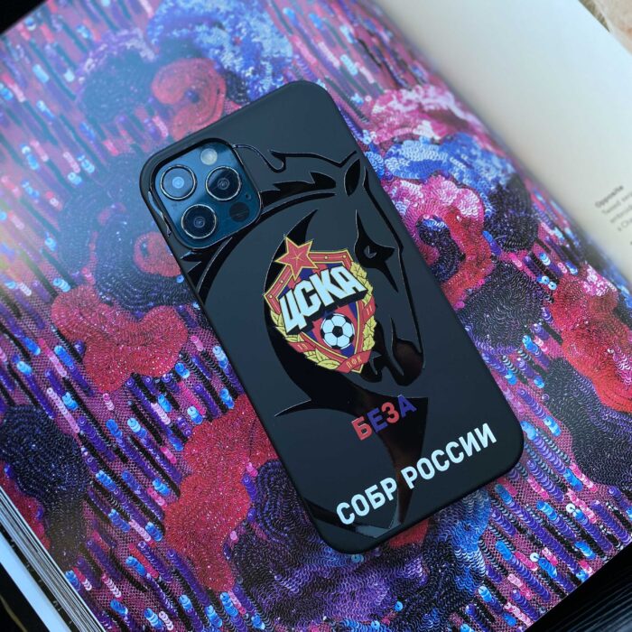 Чехол для iPhone с логотипом ЦСКА и надписью