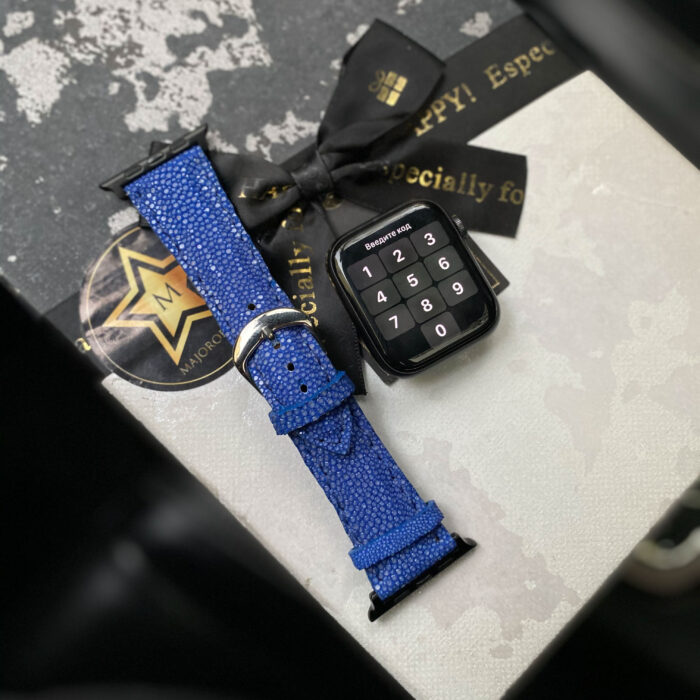 Ремешок для Apple Watch из кожи синий