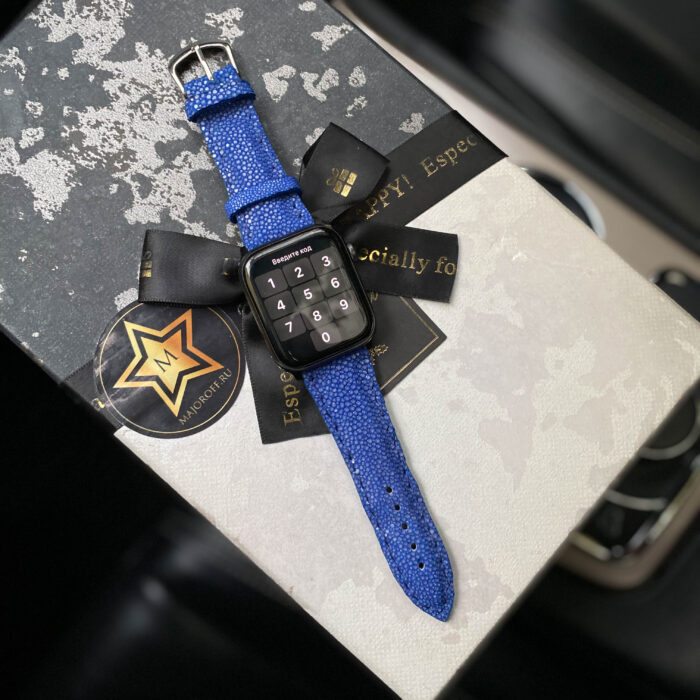 Ремешок для Apple Watch из кожи синий