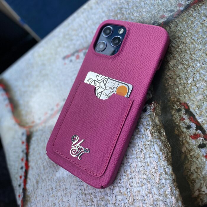 Чехол для iPhone розовый с карманом