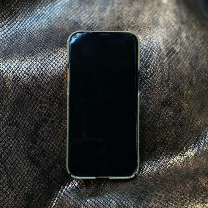 Чехол для iPhone 14 Pro из кожи крокодила серый