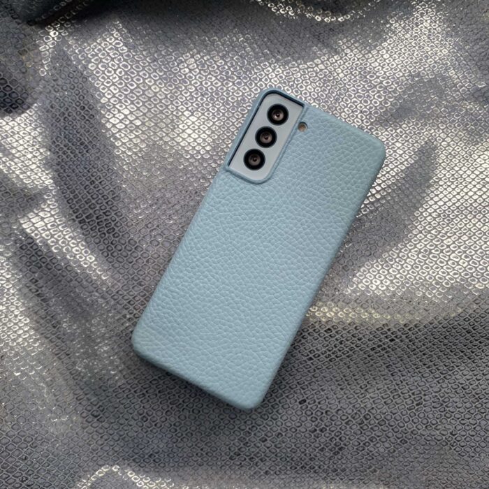 Чехол для Samsung из кожи голубой