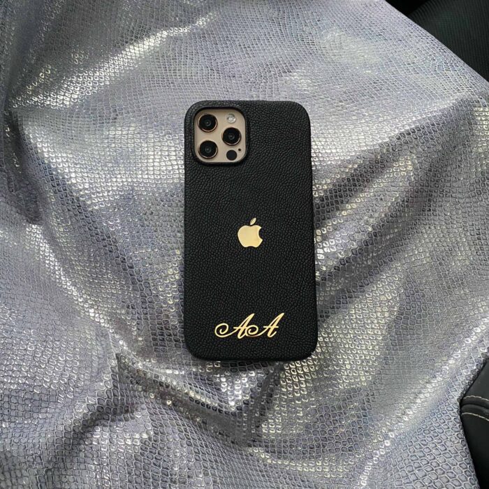 Чехол для iPhone кожаный с яблочком именной