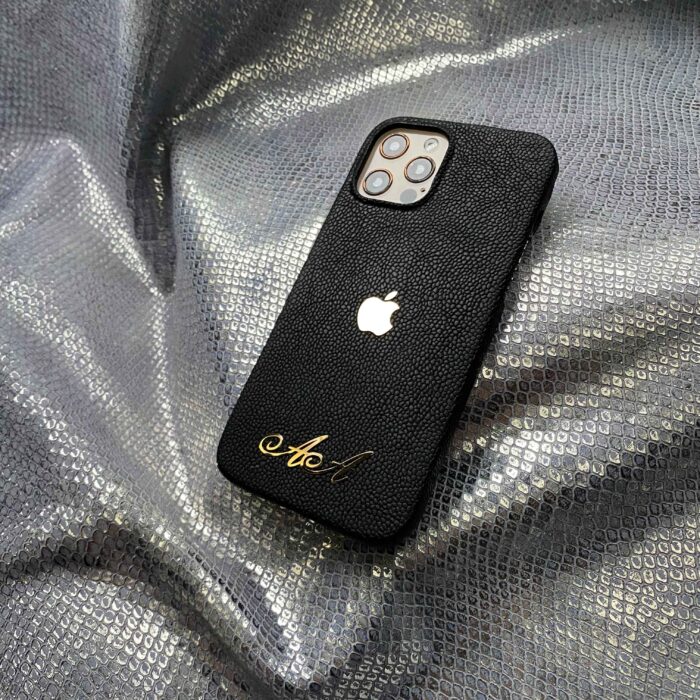 Чехол для iPhone кожаный с яблочком именной