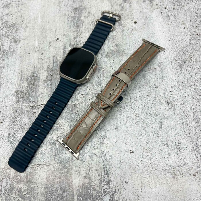 Ремешок для Apple Watch Ultra из серой кожи крокодила